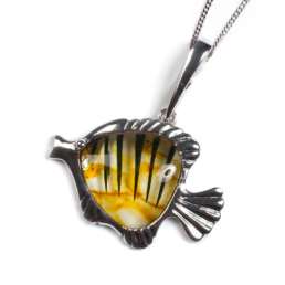 Angelfish Necklace in Silver and Amber